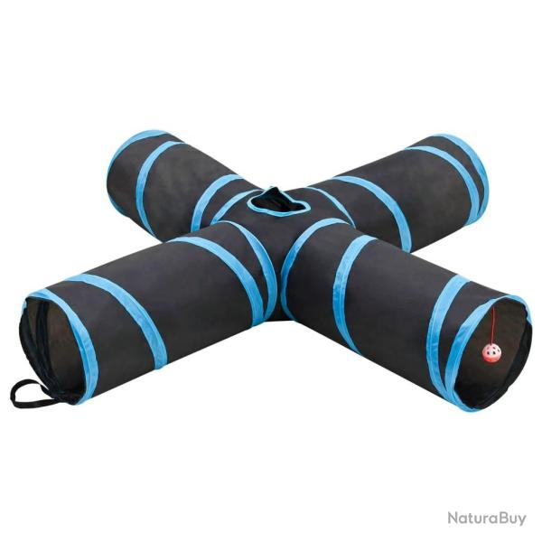 Tunnel pour chats � 4 voies Noir et bleu 132 cm Polyester