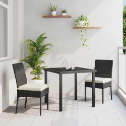 Set de jardin de 3 pi&egrave;ces en poly rotin noir