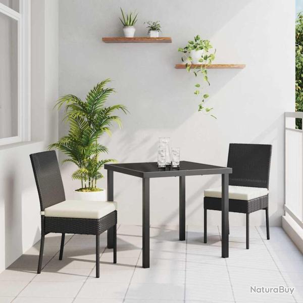 Set de jardin de 3 pices en poly rotin noir