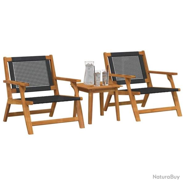 Set de Chaises d'Extrieur avec Table - 3 Pices en Bois d'Acacia Noir