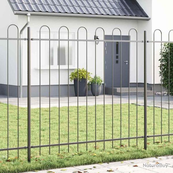 Cl�ture de jardin gris avec sommet en arc 5,1x1,5 m en acier