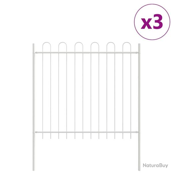 Cl�ture de jardin blanche 5,1x1,5 m en acier avec sommet en arc