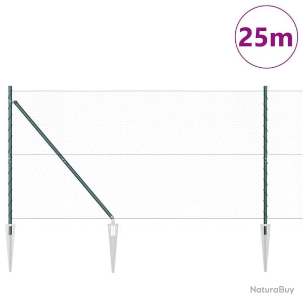Set de Grillage Ensemble de 2 Vert Acier, PVC 25 x 1,2 m