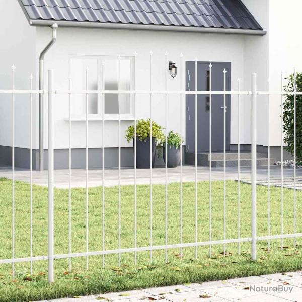 Cl�ture de jardin blanche avec un dessus en arc, 5,1 x 1,25 m, en acier