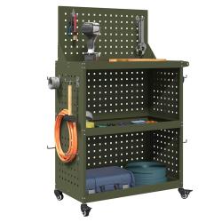 Chariot &agrave; outils avec &eacute;tag&egrave;re Vert olive 65 x 35 x 111 cm