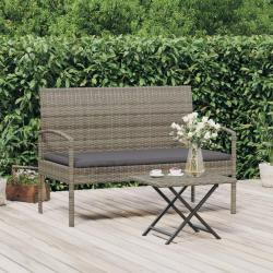 Banc de jardin avec coussin gris 105 cm r&eacute;sine tress&eacute;e
