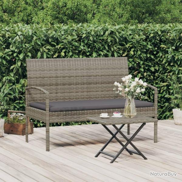 Banc de jardin avec coussin gris 105 cm r�sine tress�e