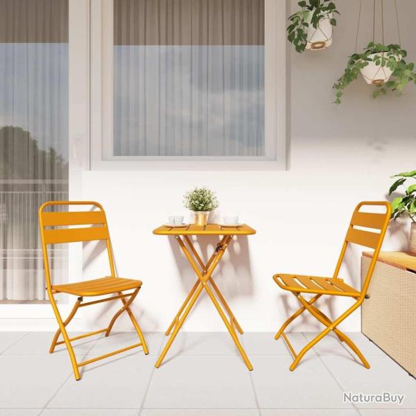 Chaises de jardin pliantes 2 pices Jaune Moutarde 42x52x82 cm Acier thermolaqu