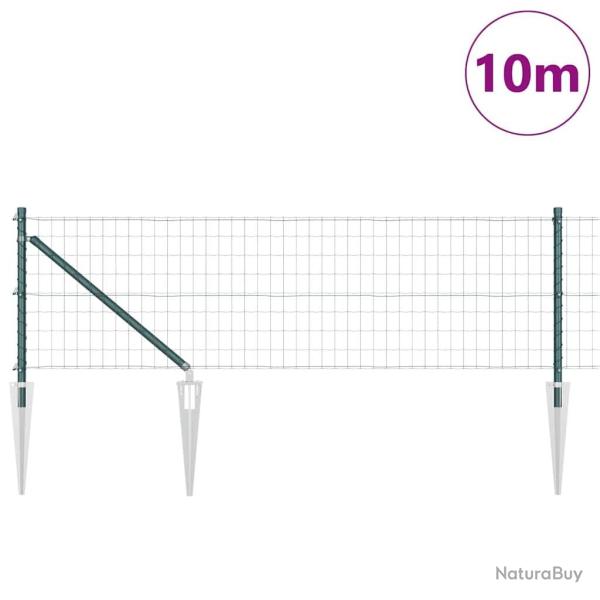 Cl�ture Euro avec 7 poteaux en pointe 0,8 x 10 m en acier galvanis� vert