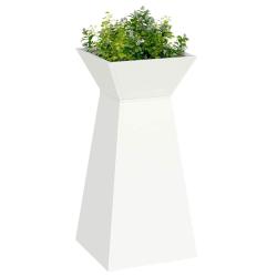 Pots de jardin en pilier 2 pcs, avec bol blanc de 35x35x73 cm en acier.