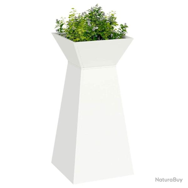 Pots de jardin en pilier 2 pcs, avec bol blanc de 35x35x73 cm en acier.
