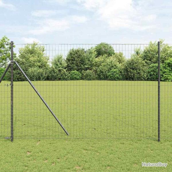 Cl�ture Euro avec 7 poteaux de 1,5 x 10 m en acier galvanis� gris