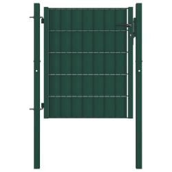 Portail de cl&ocirc;ture en PVC et acier 100 x 81 cm vert