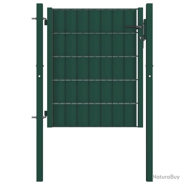 Portail de cl�ture en PVC et acier 100 x 81 cm vert