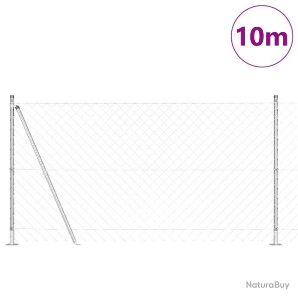 Jeu de Poteaux de Cl�ture Argent 10 x 1.2 m Acier galvanis�