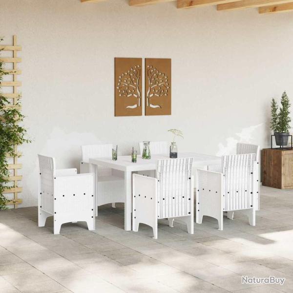 Table de Jardin Blanche 150x100x73 cm en Poly Rattan