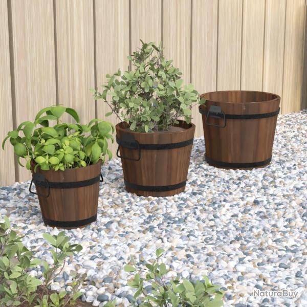 Ensemble de jardini�re godet 3 pcs bois massif de sapin