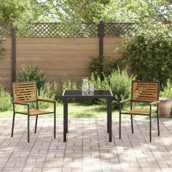 Chaises empilables de jardin 2 pcs Marron et Noir