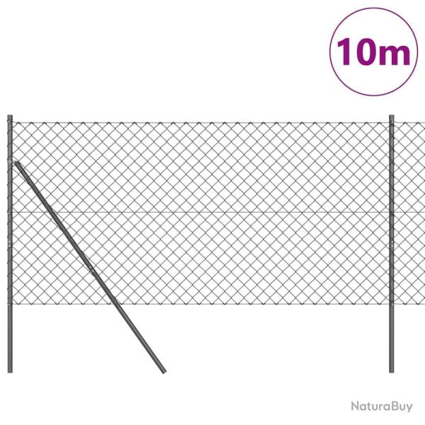 Jeu de Poteaux de Cl�ture Gris 1.4 x 10 m Acier galvanis�