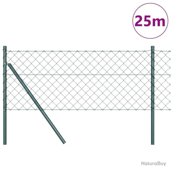 Jeu de Poteaux de Cl�ture Vert 0.6 x 25 m Acier galvanis�