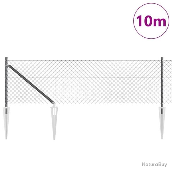 Jeu de Poteaux de Cl�ture Gris 0.6 x 10 m Acier galvanis�