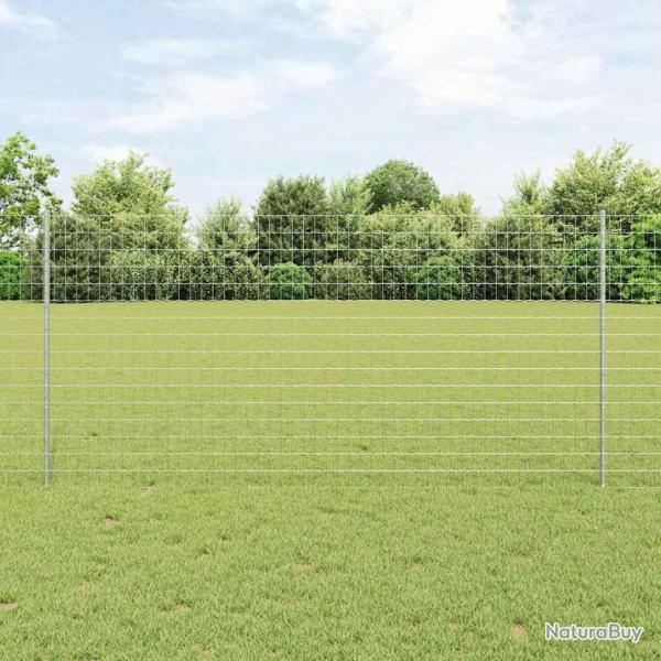 Cl�ture Euro avec 10 poteaux argent�s 1,2x10 m en acier