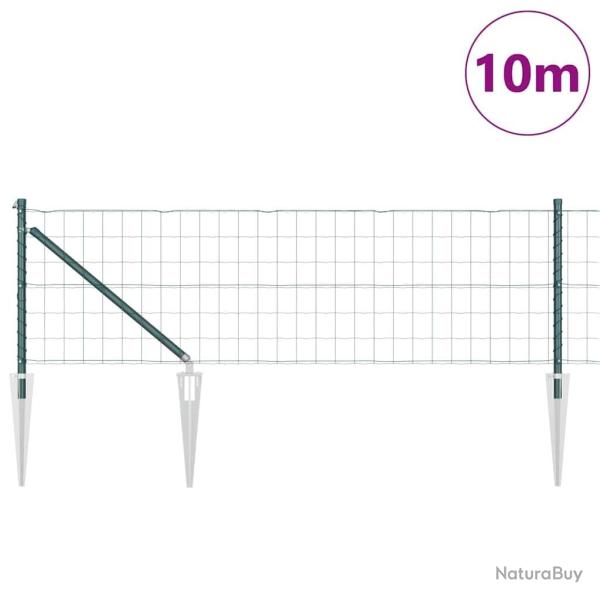 Cl�ture Euro avec 7 poteaux en pointe 0,8 x 10 m en acier galvanis� vert
