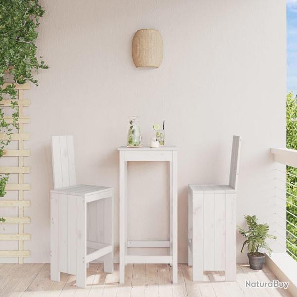 Tabourets de bar lot de 2 blanc 40x42x120 cm bois massif de pin
