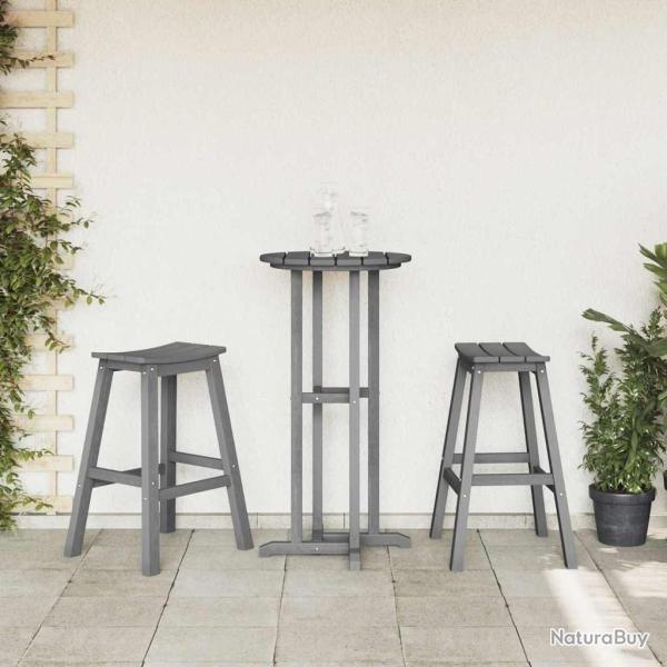 Tabourets de bar 2 pcs Gris clair HDPE
