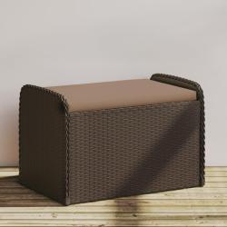Banc de rangement et coussin marron 80x51x52 cm r&eacute;sine tress&eacute;e