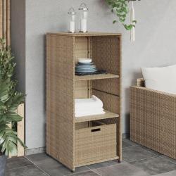 Armoire de rangement de jardin beige 50x55x115cm r&eacute;sine tress&eacute;e