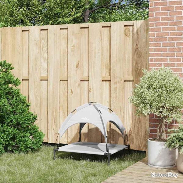 Lit chien surlev avec toit amovible gris argent M acier