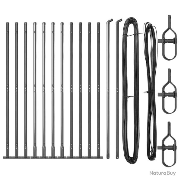 Set de pots de cl�ture 13 pcs Gris �32mm 160 cm B�ton, M�tal