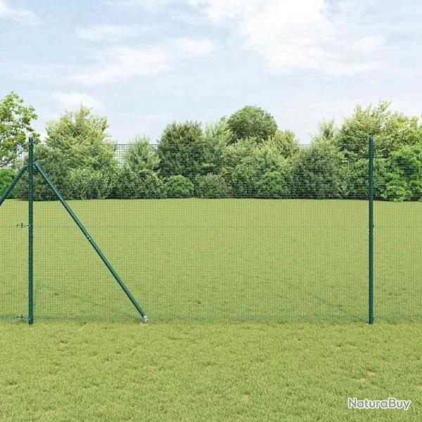 Cl�ture en fil soud� avec 7 piquets verts 1.4x10 m en acier