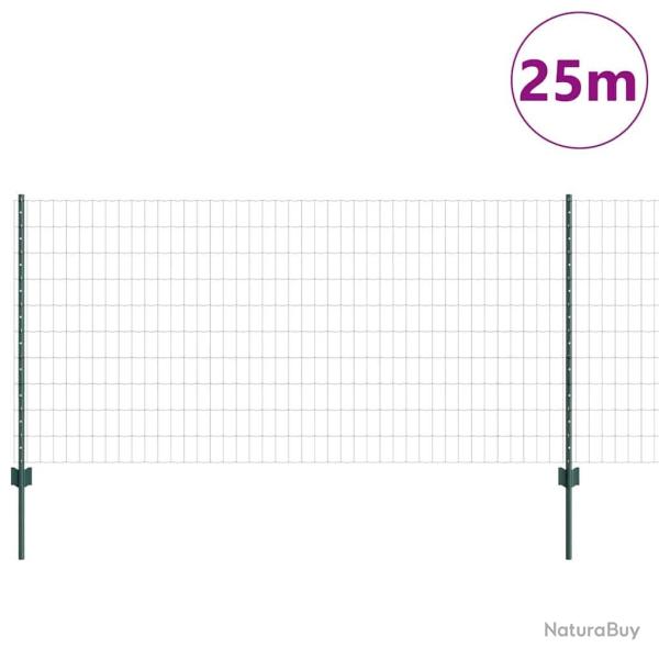 Cl�ture Euro avec 11 poteaux verts 1x25 m en acier