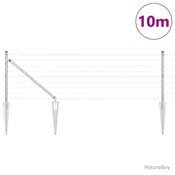 Cl�ture Euro avec 7 piquets pointus 0,8x10 m Acier galvanis�