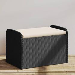 Banc de rangement avec coussin noir 80x51x52 cm r&eacute;sine tress&eacute;e