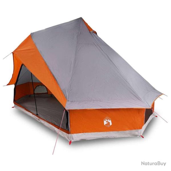 Tente familiale tipi grise et orange, pour 8 personnes, tanche.