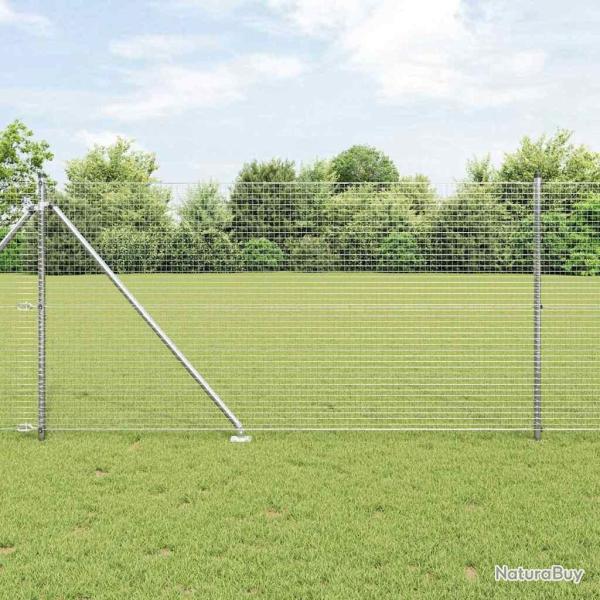 Cl�ture en fil soud� avec 13 poteaux en pointe 0,8x10 m Acier galvanis�