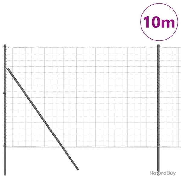 Cl�ture Euro avec 7 poteaux, 1,6 x 10 m, en acier galvanis� gris