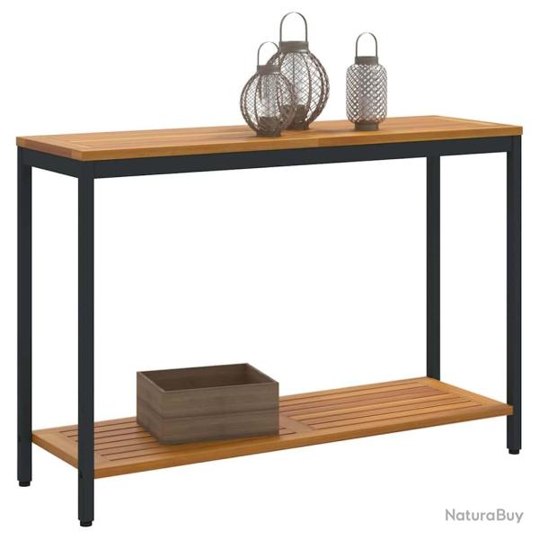 Table d'extrieur Naturelle et Noire 35x110x75 cm en bois solide et acier