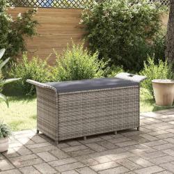Banc de jardin avec coussin gris 116x46x57 cm r&eacute;sine tress&eacute;e