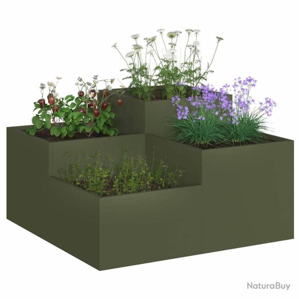 Jardini�re 100x100x48 cm Vert olive Acier