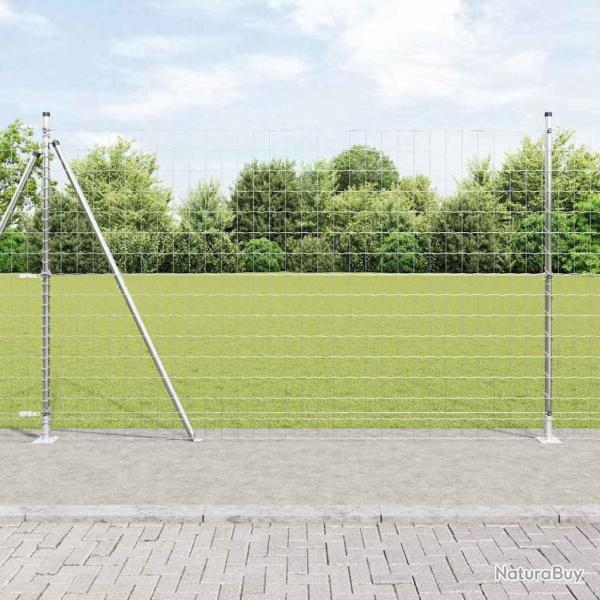 Cl�ture Euro avec 7 poteaux � bride 1,5 x 10 m en acier galvanis�
