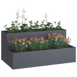 Jardini&egrave;re de jardin 2 niveaux 100x60x45 cm Anthracite Plastique