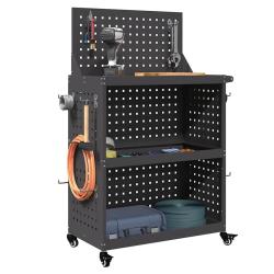 Chariot &agrave; outils Noir 65 x 35 x 111 cm Acier lamin&eacute; &agrave; froid