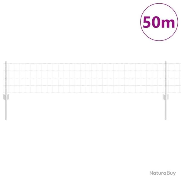 Cl�ture Euro avec 11 poteaux en U Argent 0,4x50 m Acier