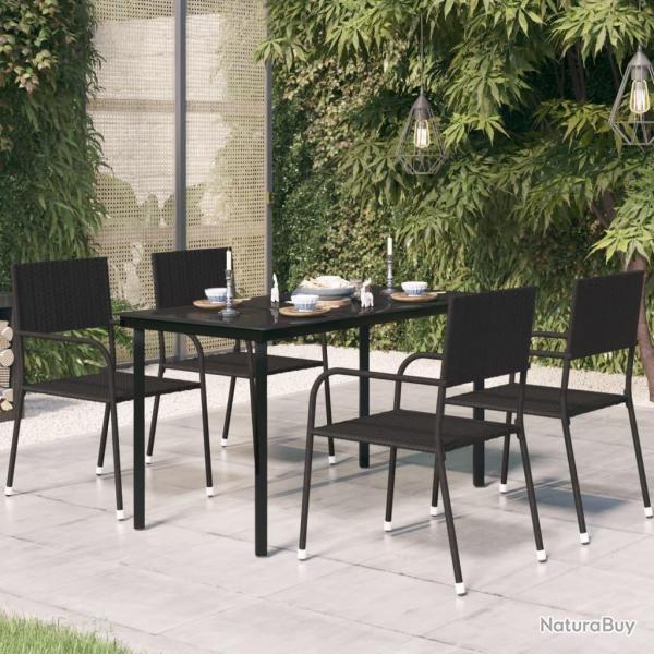 Table  dner de jardin Noir 140x70x74 cm Acier et verre