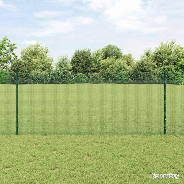 Cl�ture en fil soud� avec 11 poteaux en U Verte 1x25 m Acier