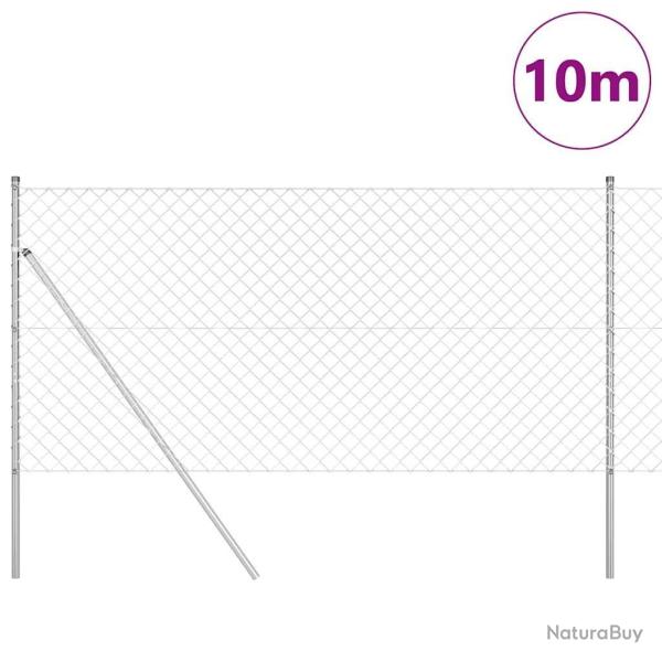 Jeu de Poteaux de Cl�ture Argent 1.4 x 10 m Acier galvanis�